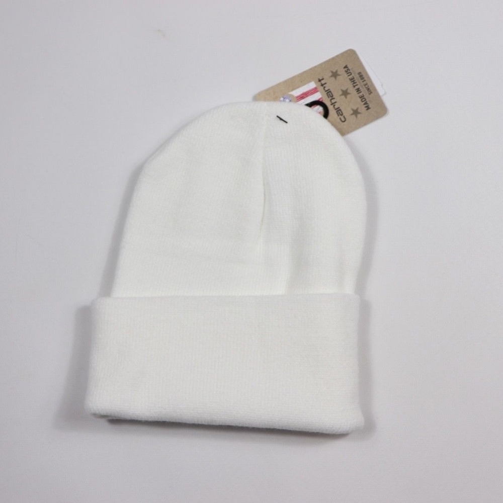 New Carhartt Spell Out Winter Beanie Hat White - Picture 2 of 3